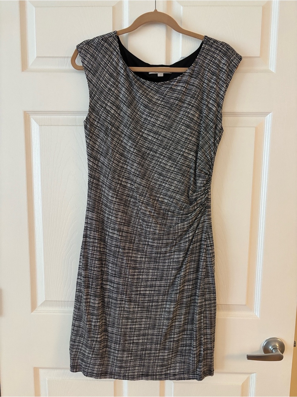 LOFT Black and White Textured Sheath Dress